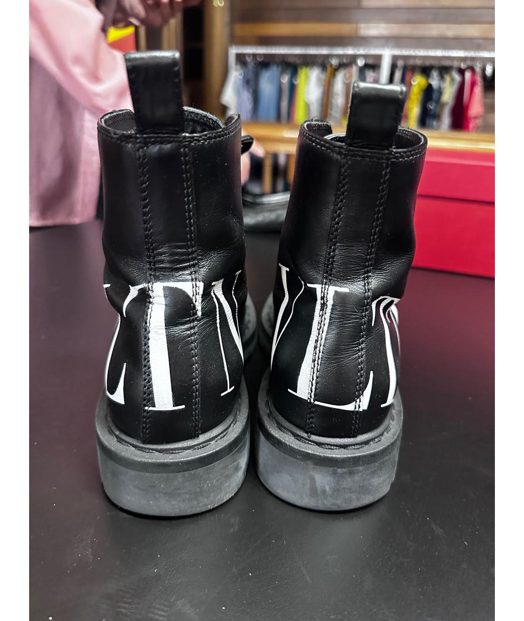 VALENTINO Черные кожаные ботинки, фото 4