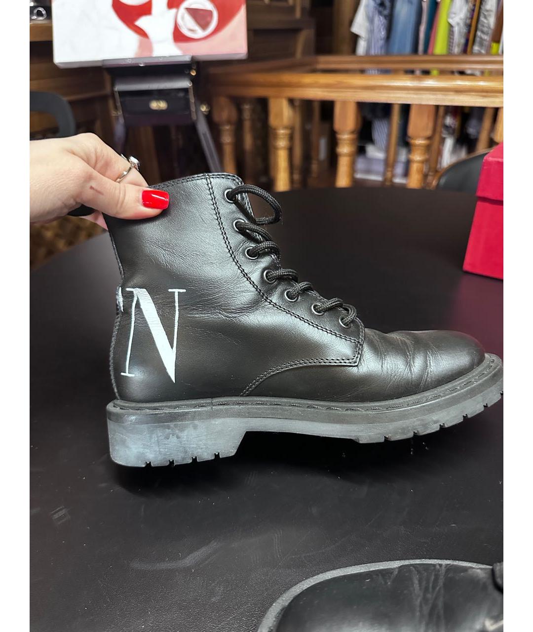 VALENTINO Черные кожаные ботинки, фото 6