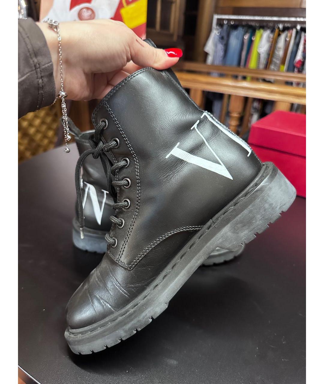 VALENTINO Черные кожаные ботинки, фото 7