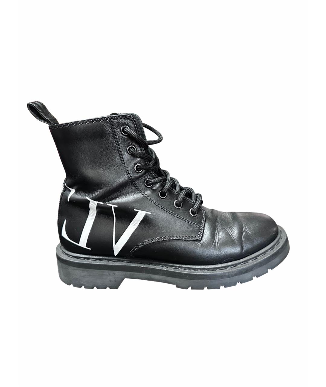 VALENTINO Черные кожаные ботинки, фото 1