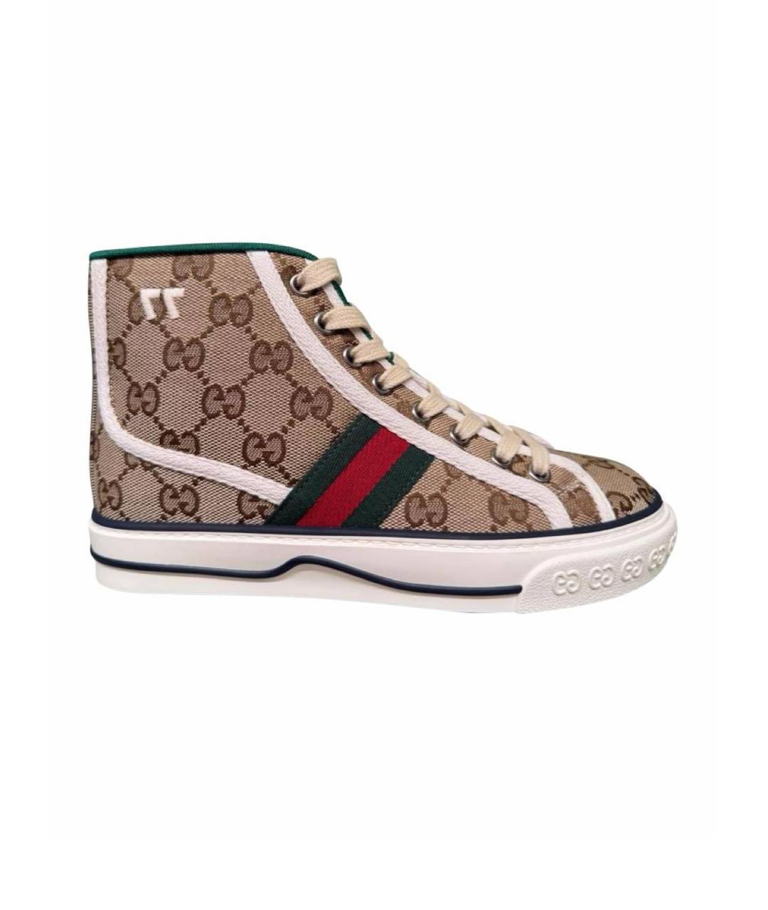 GUCCI Бежевые кожаные кеды, фото 5