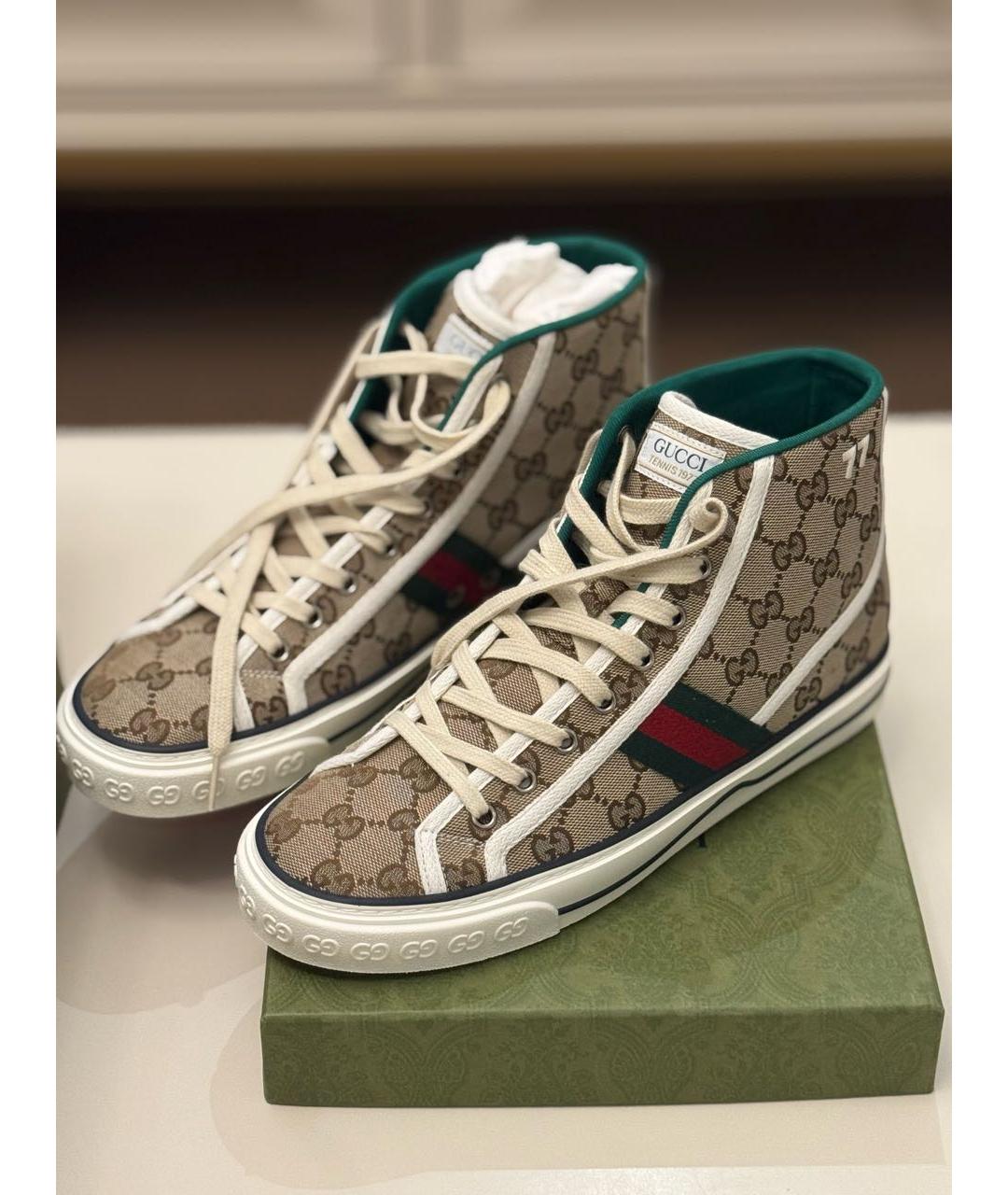 GUCCI Бежевые кожаные кеды, фото 2