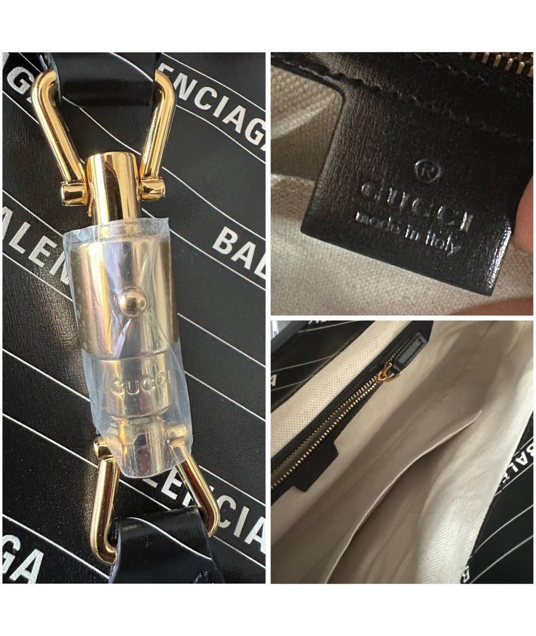 GUCCI Черная кожаная сумка с короткими ручками, фото 4