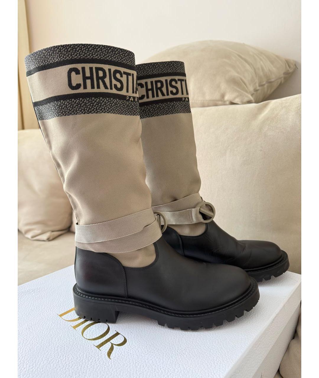 CHRISTIAN DIOR Черные кожаные ботинки, фото 7