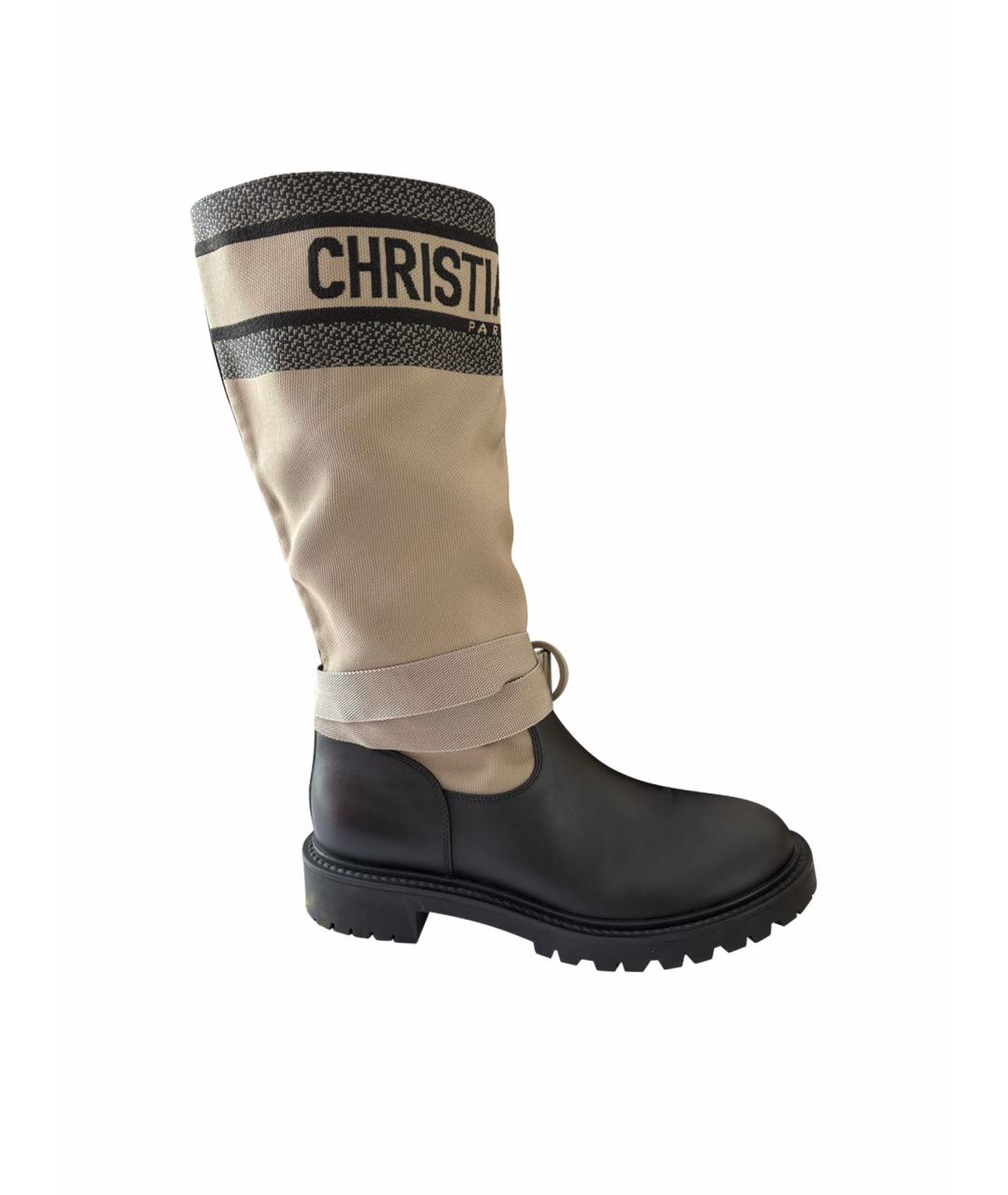 CHRISTIAN DIOR Черные кожаные ботинки, фото 1