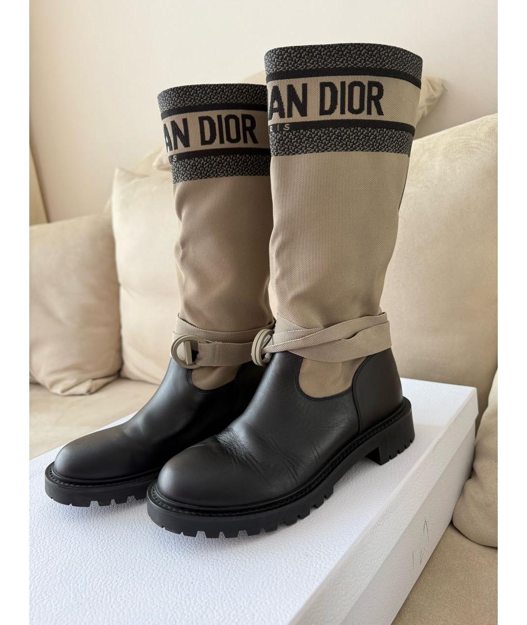 CHRISTIAN DIOR Черные кожаные ботинки, фото 2