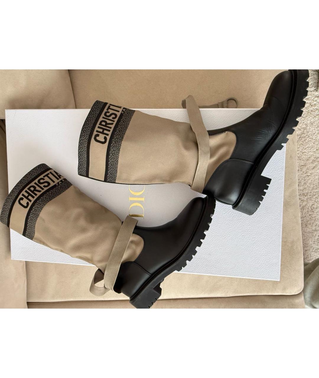 CHRISTIAN DIOR Черные кожаные ботинки, фото 3