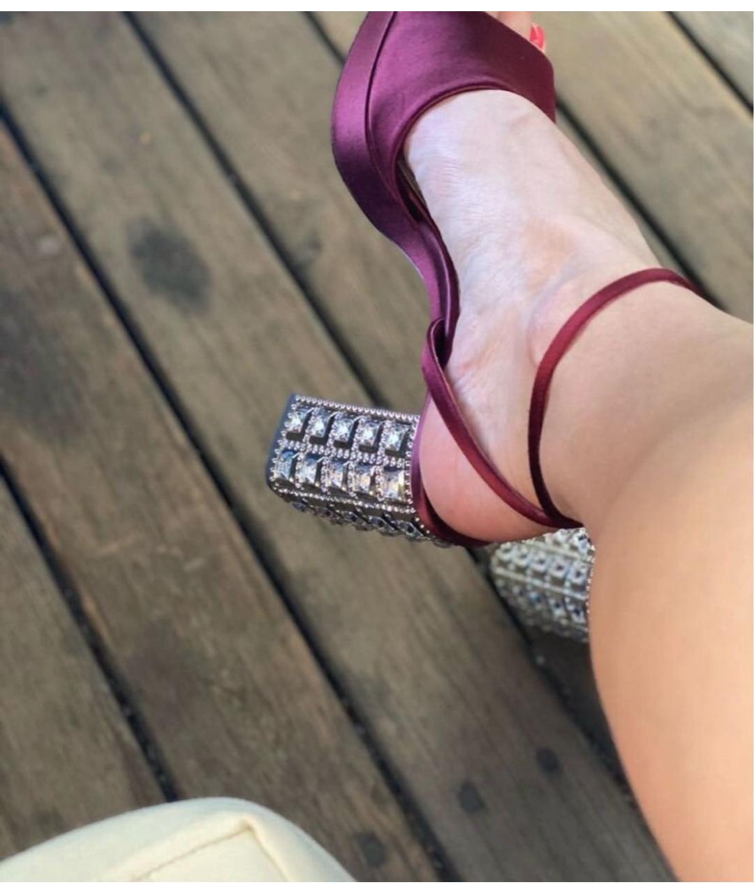 MIU MIU Бордовые кожаные босоножки, фото 4