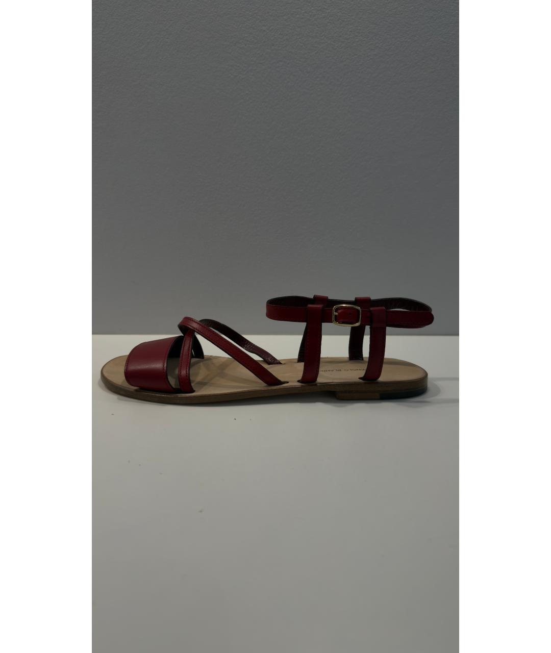 MANOLO BLAHNIK Бордовые кожаные сандалии, фото 9