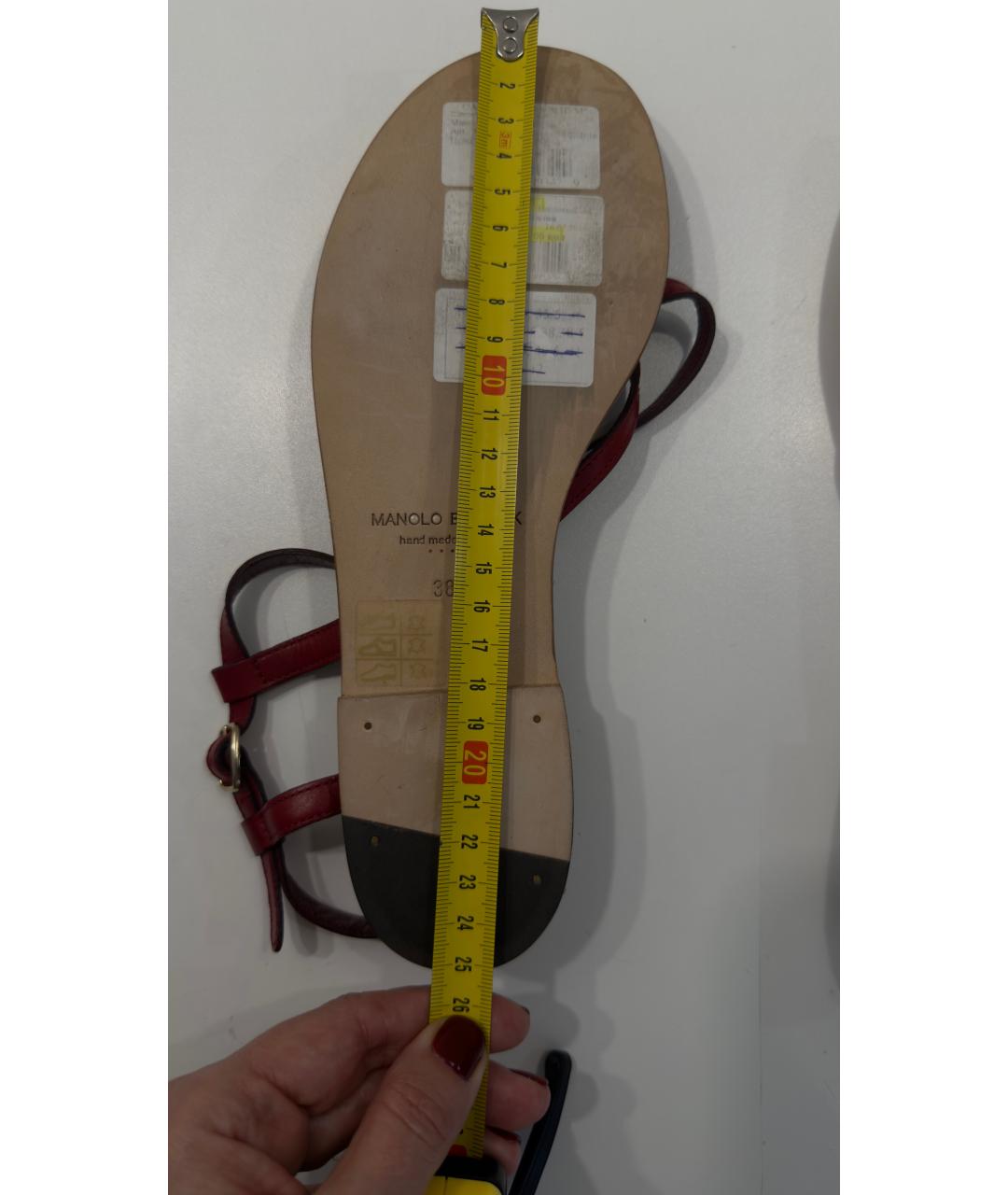 MANOLO BLAHNIK Бордовые кожаные сандалии, фото 3