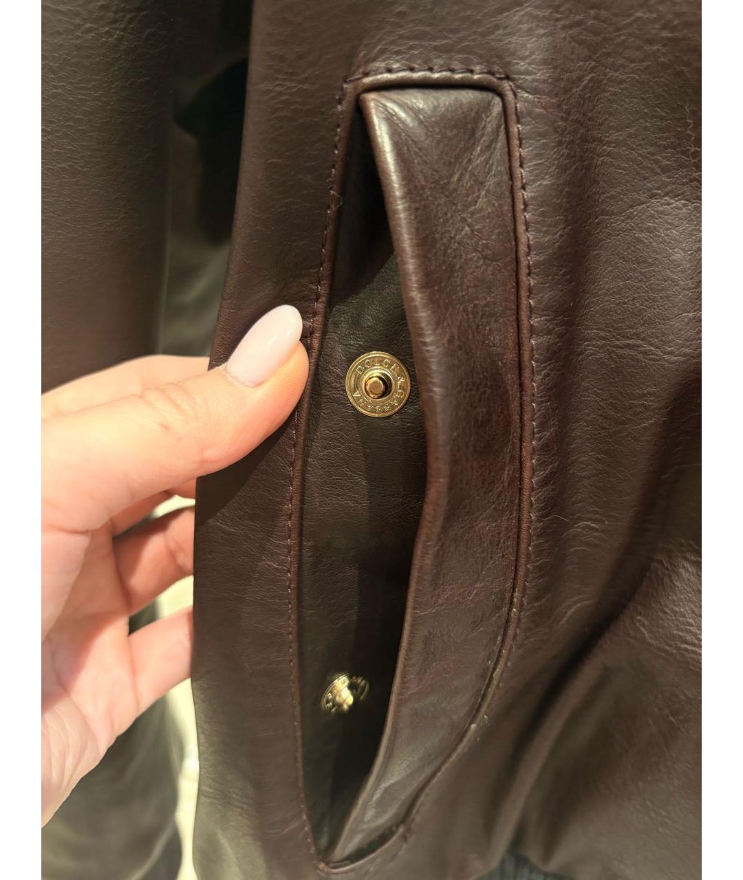 DOLCE&GABBANA Коричневая кожаная дубленка/шуба, фото 4