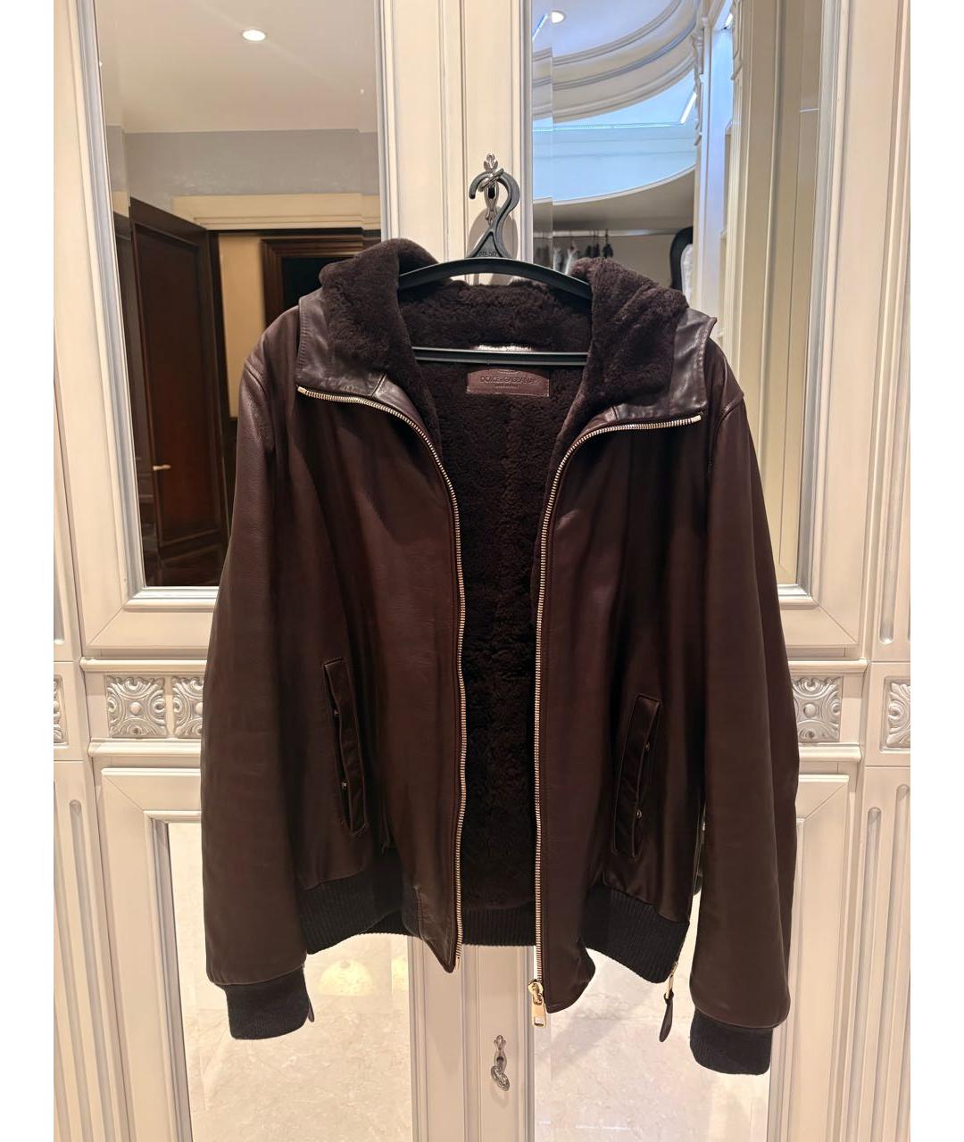 DOLCE&GABBANA Коричневая кожаная дубленка/шуба, фото 9