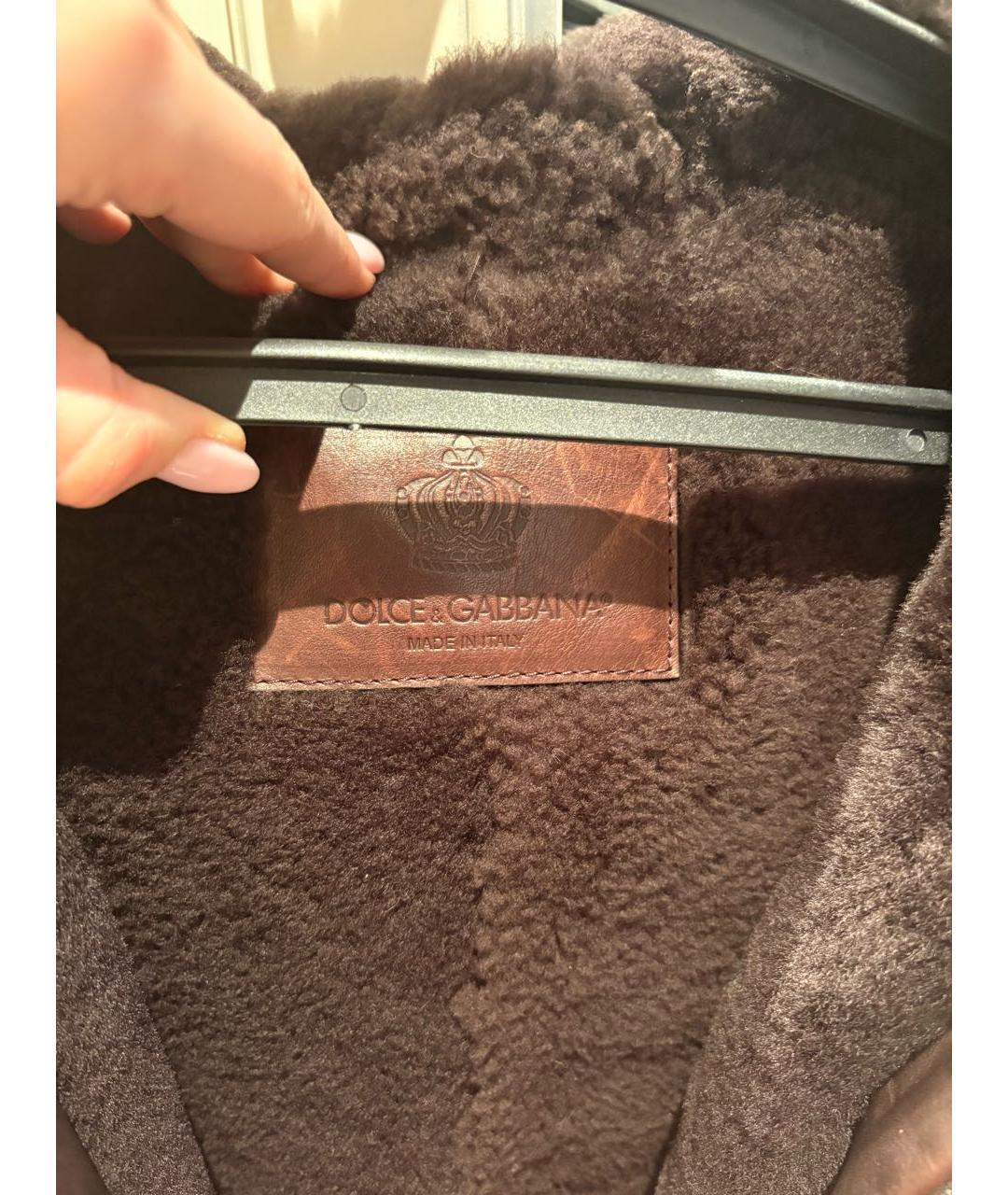 DOLCE&GABBANA Коричневая кожаная дубленка/шуба, фото 3