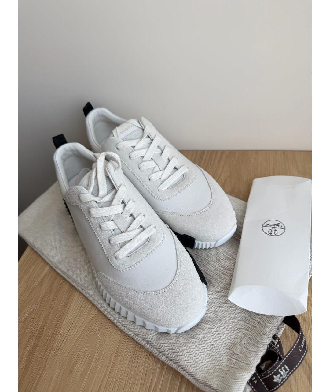 HERMES Белые кожаные кроссовки, фото 6