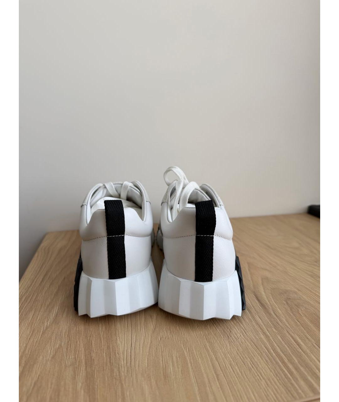 HERMES Белые кожаные кроссовки, фото 4