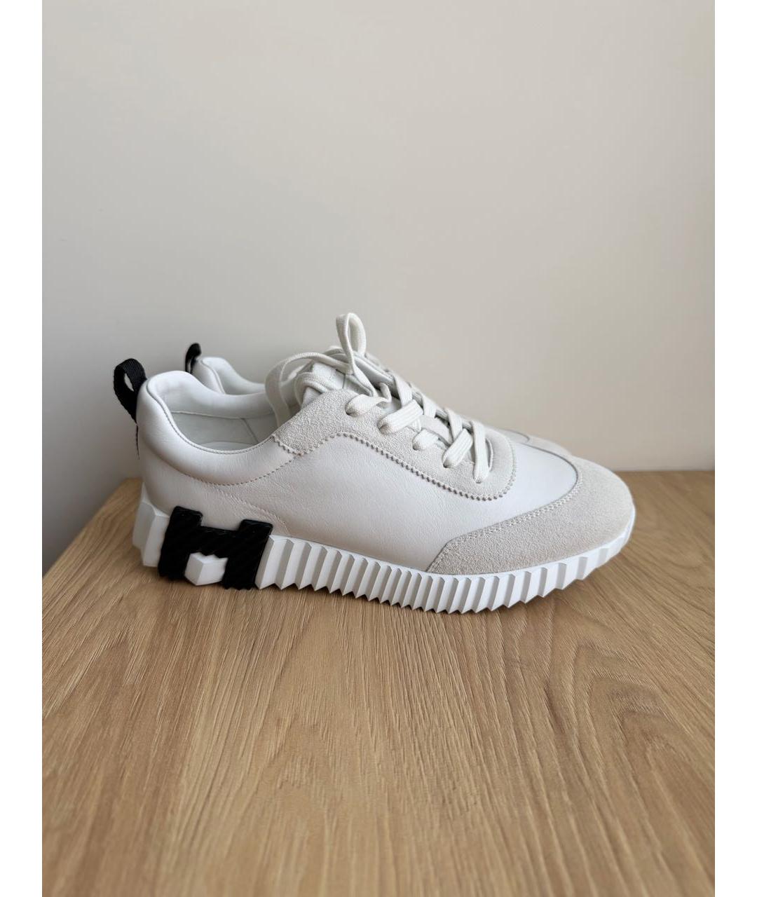 HERMES Белые кожаные кроссовки, фото 8