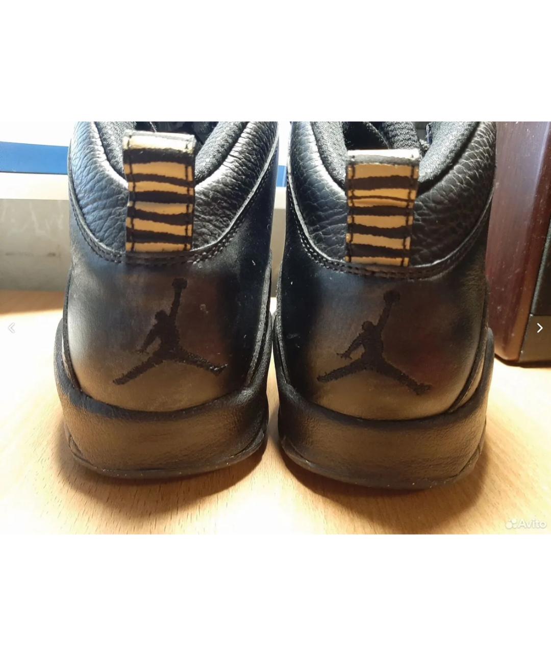 NIKE Черные кожаные высокие кроссовки / кеды, фото 4