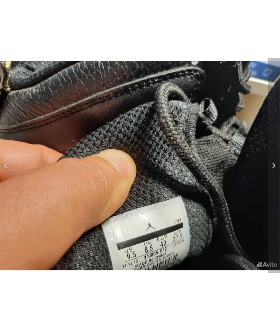 NIKE Черные кожаные высокие кроссовки / кеды, фото 8