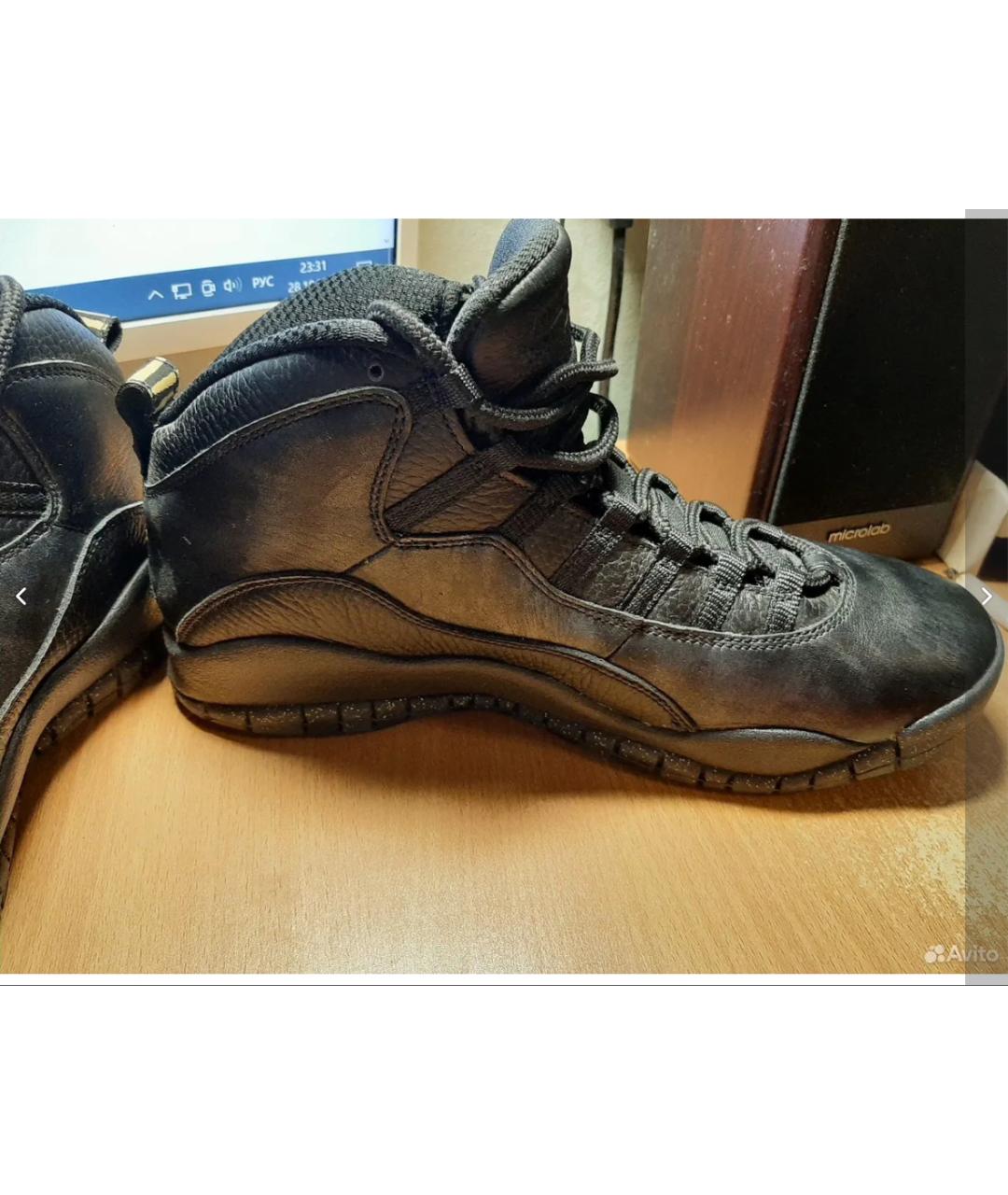 NIKE Черные кожаные высокие кроссовки / кеды, фото 9