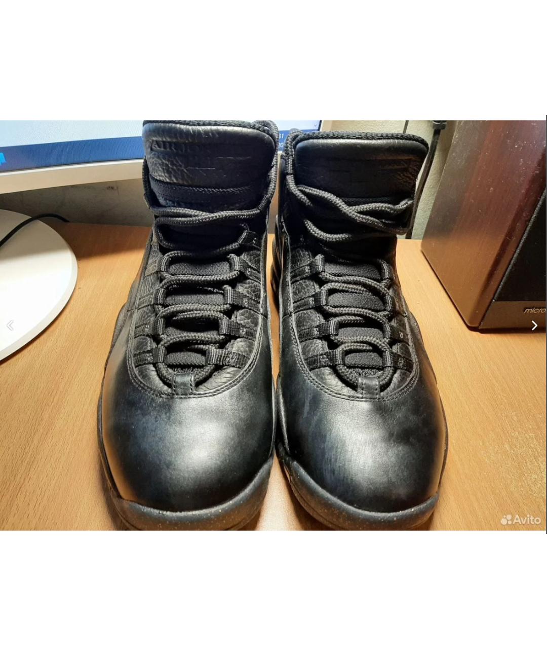 NIKE Черные кожаные высокие кроссовки / кеды, фото 2