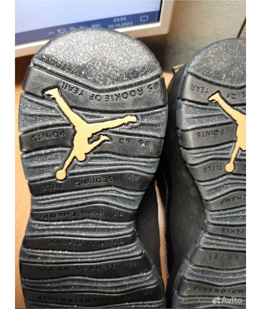 NIKE Черные кожаные высокие кроссовки / кеды, фото 5