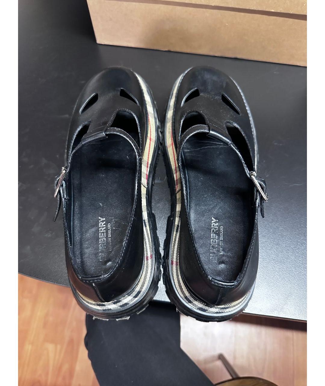 BURBERRY Черные кожаные лоферы, фото 3