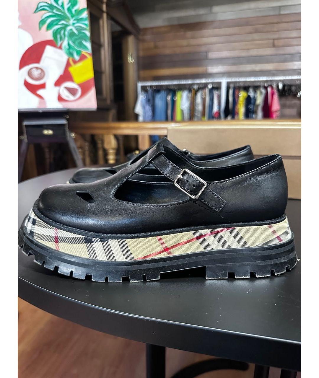 BURBERRY Черные кожаные лоферы, фото 9