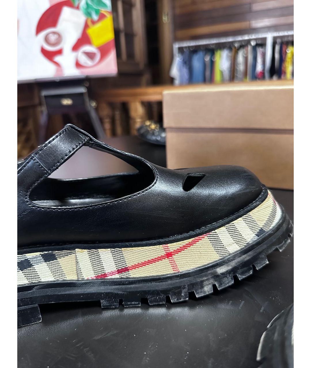BURBERRY Черные кожаные лоферы, фото 6