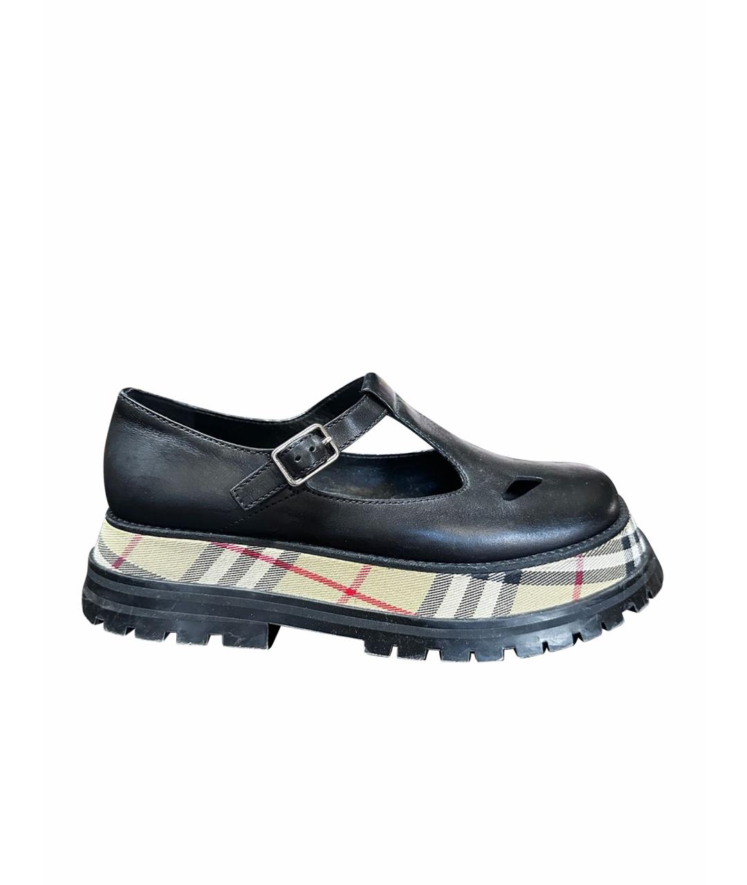 BURBERRY Черные кожаные лоферы, фото 1