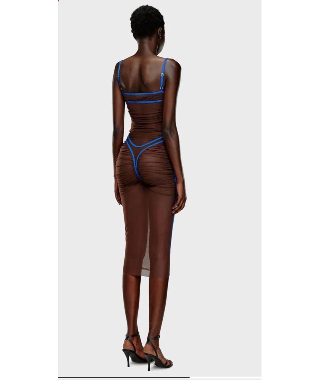 DIESEL Коричневое полиэстеровое коктейльное платье, фото 2