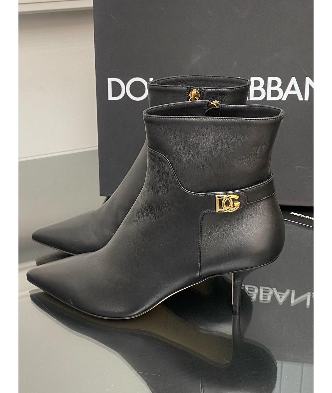 DOLCE&GABBANA Черные кожаные полусапоги, фото 5