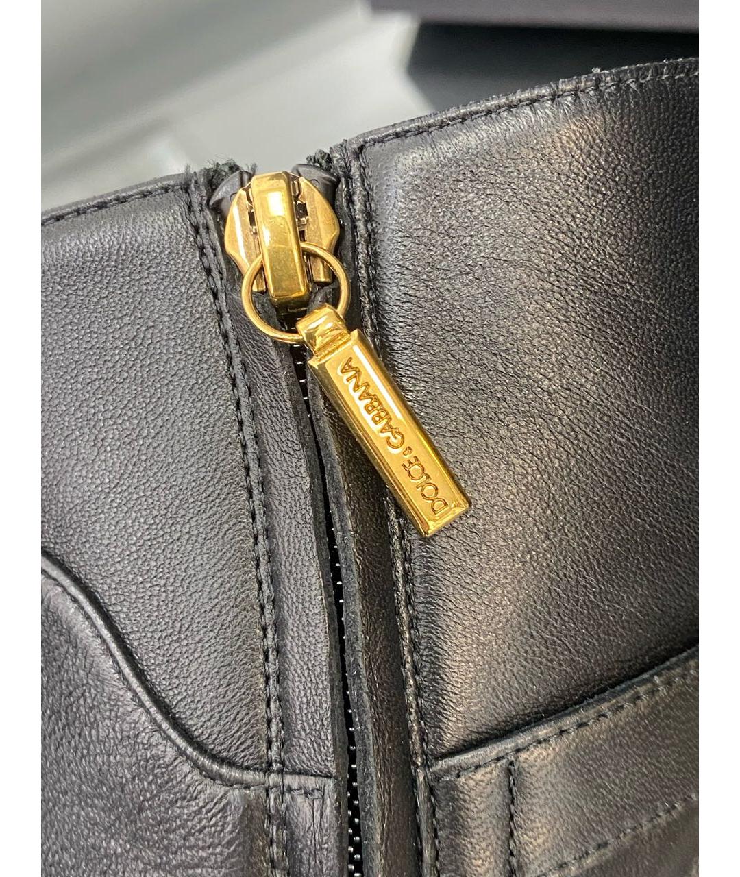 DOLCE&GABBANA Черные кожаные полусапоги, фото 6