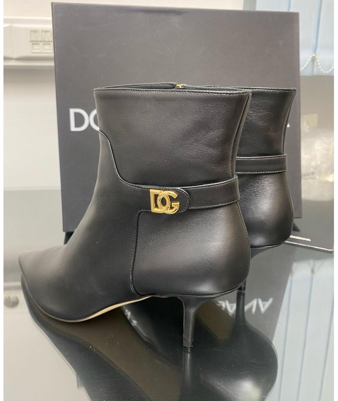 DOLCE&GABBANA Черные кожаные полусапоги, фото 4