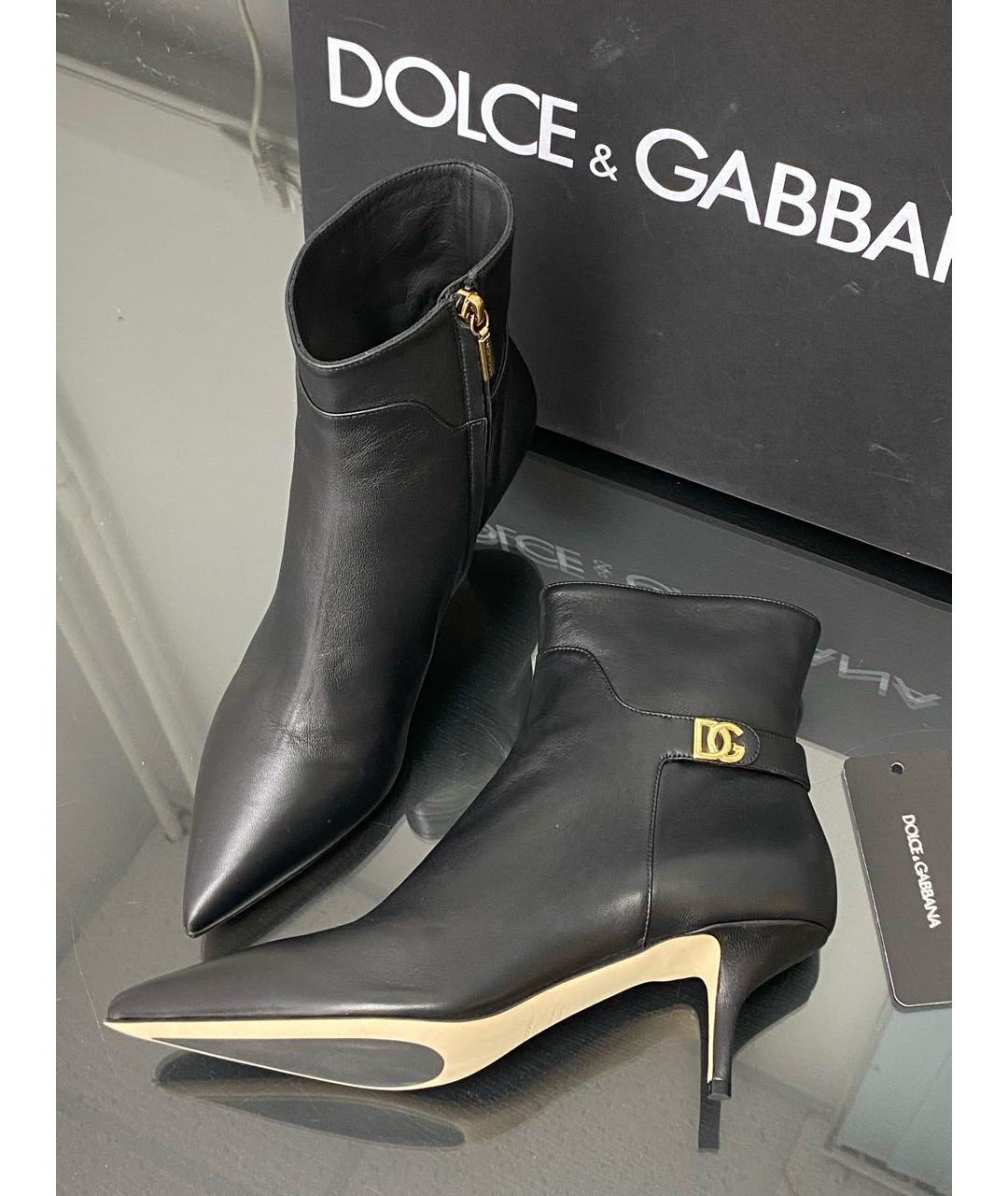 DOLCE&GABBANA Черные кожаные полусапоги, фото 3