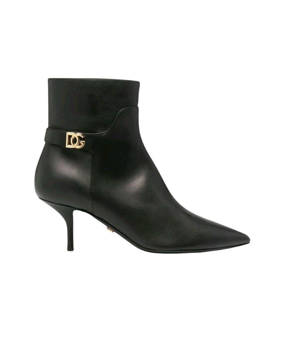 DOLCE&GABBANA Черные кожаные полусапоги, фото 9