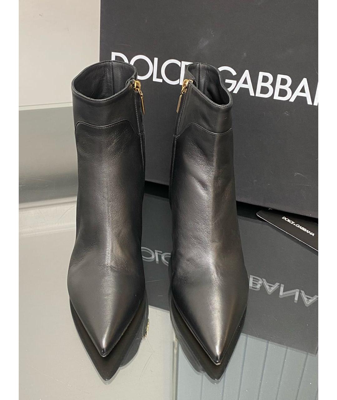 DOLCE&GABBANA Черные кожаные полусапоги, фото 2