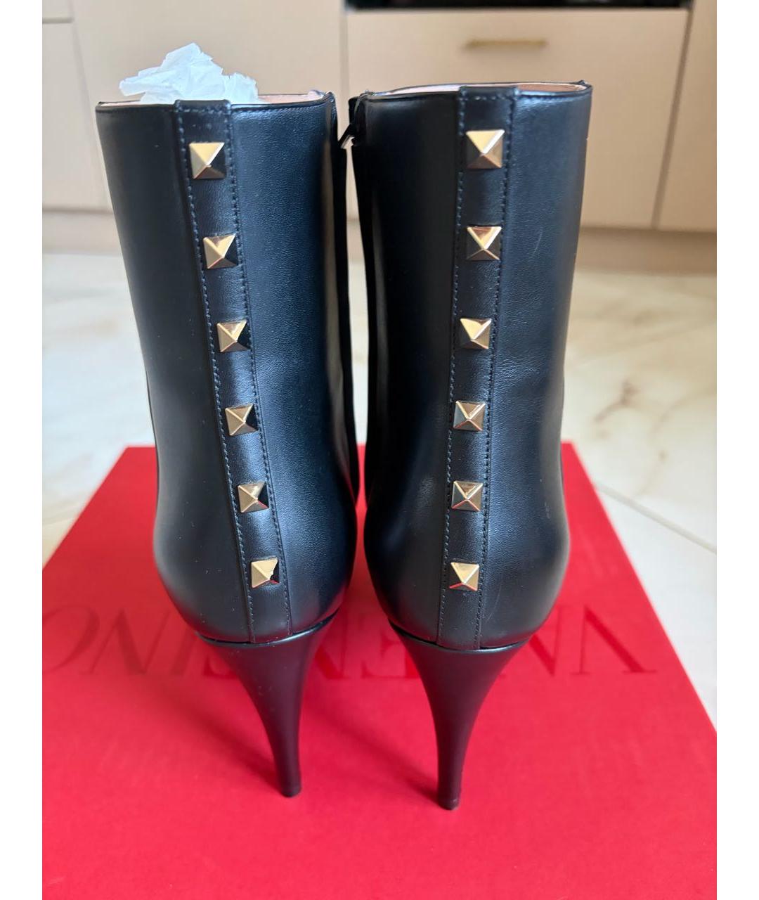 VALENTINO Черные кожаные ботильоны, фото 4