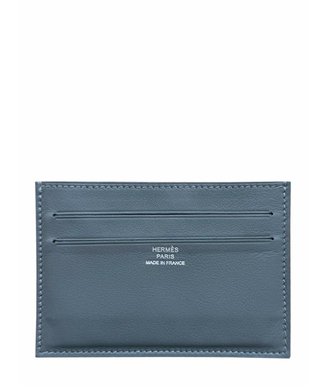 HERMES Антрацитовый кожаный кардхолдер, фото 1