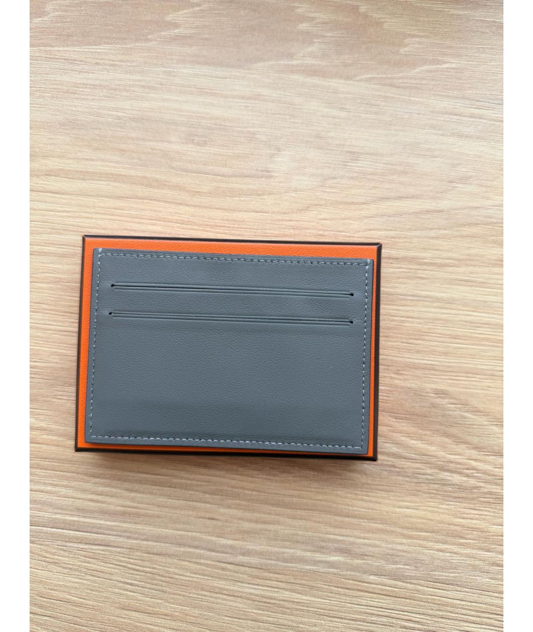 HERMES Антрацитовый кожаный кардхолдер, фото 2