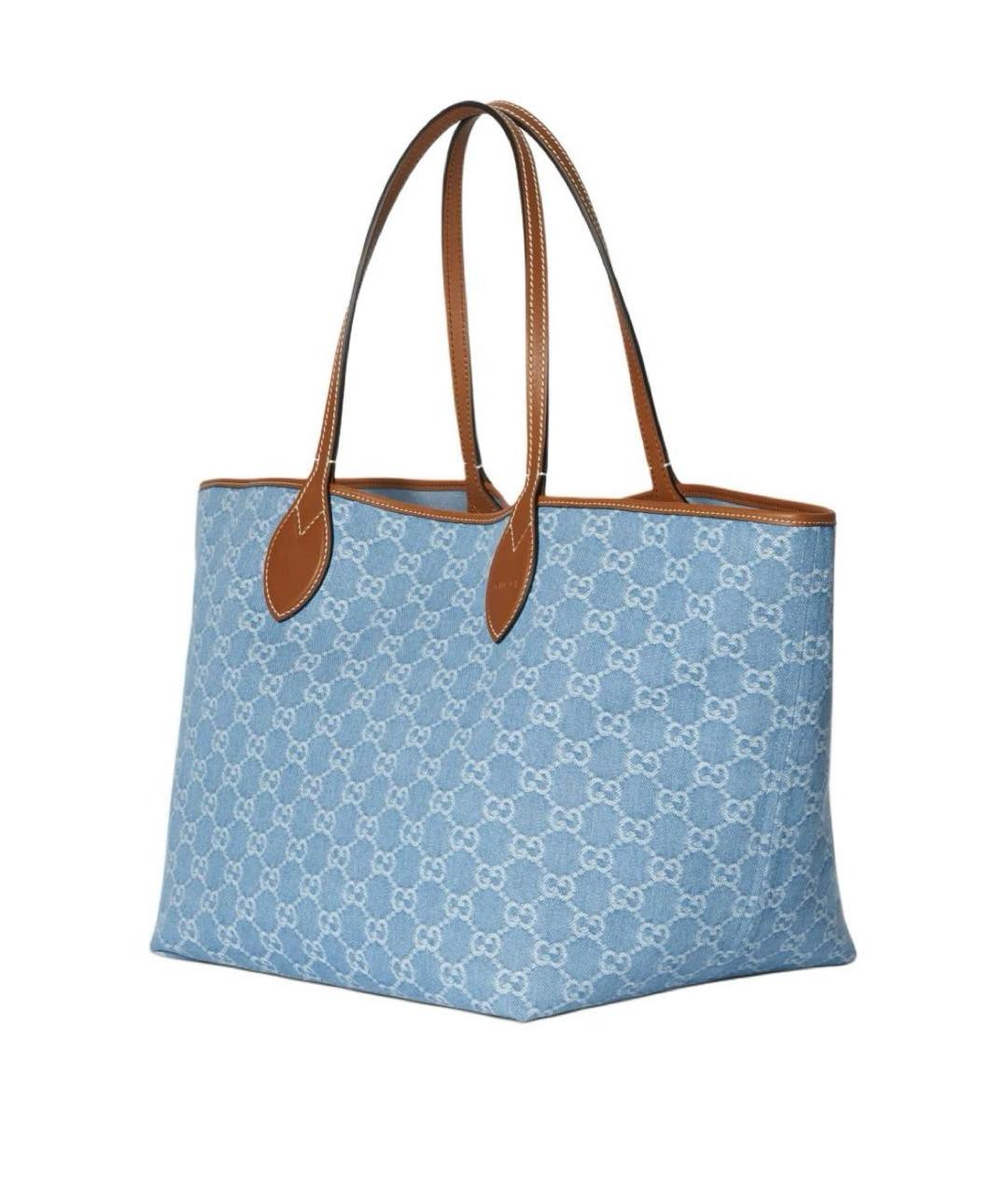 GUCCI Голубая сумка тоут, фото 3