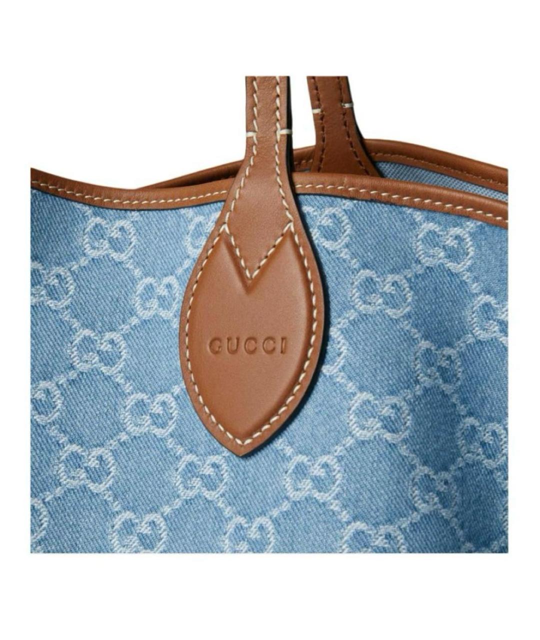 GUCCI Голубая сумка тоут, фото 6