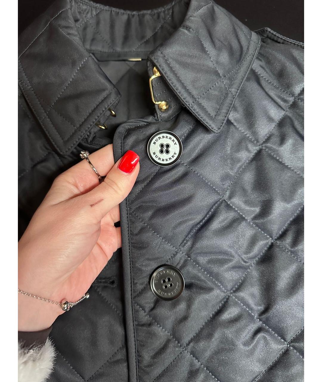BURBERRY Темно-синяя полиэстеровая куртка, фото 4
