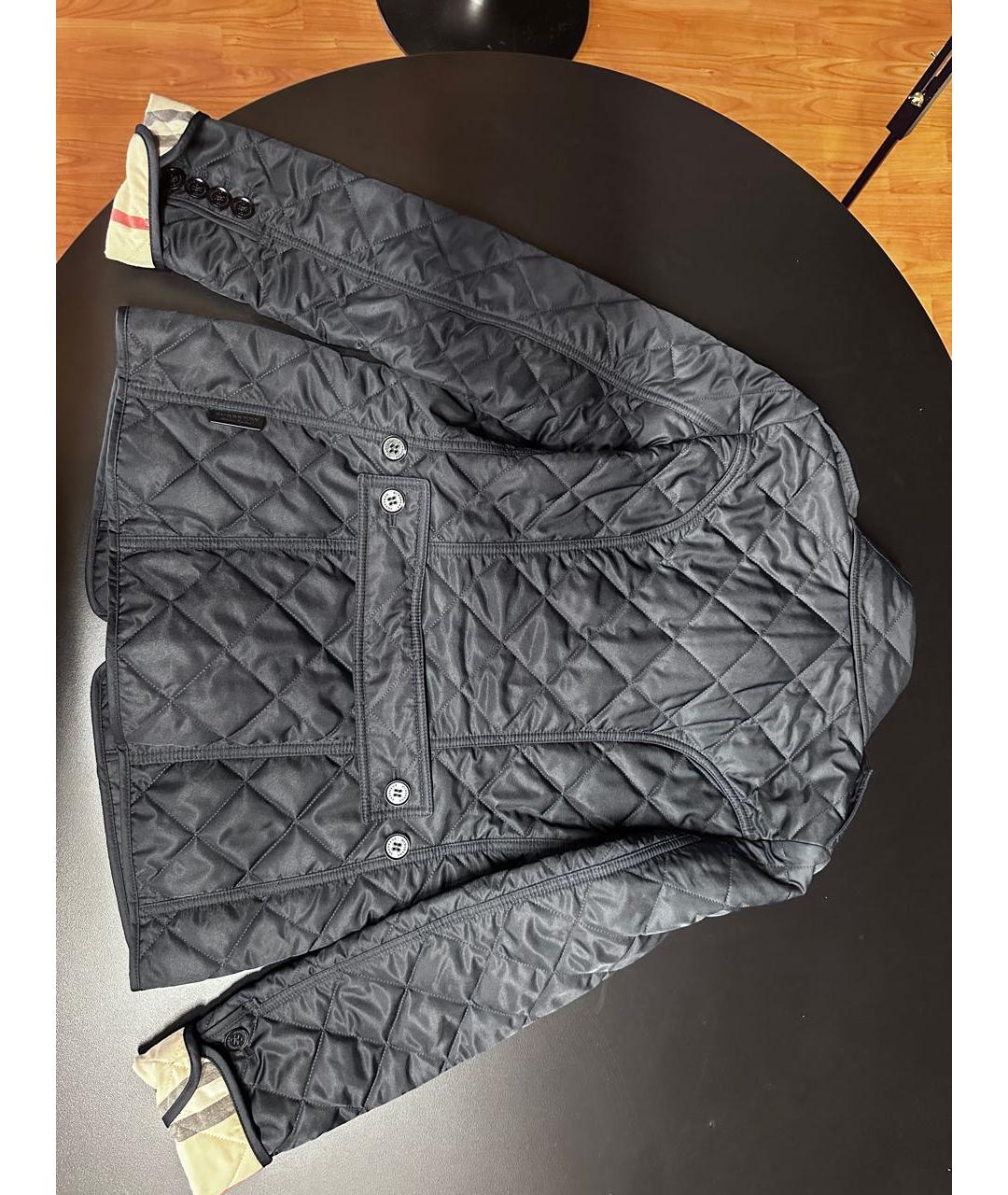 BURBERRY Темно-синяя полиэстеровая куртка, фото 2