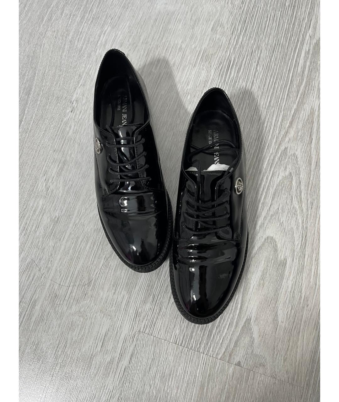 ARMANI JEANS Черные лоферы из лакированной кожи, фото 2