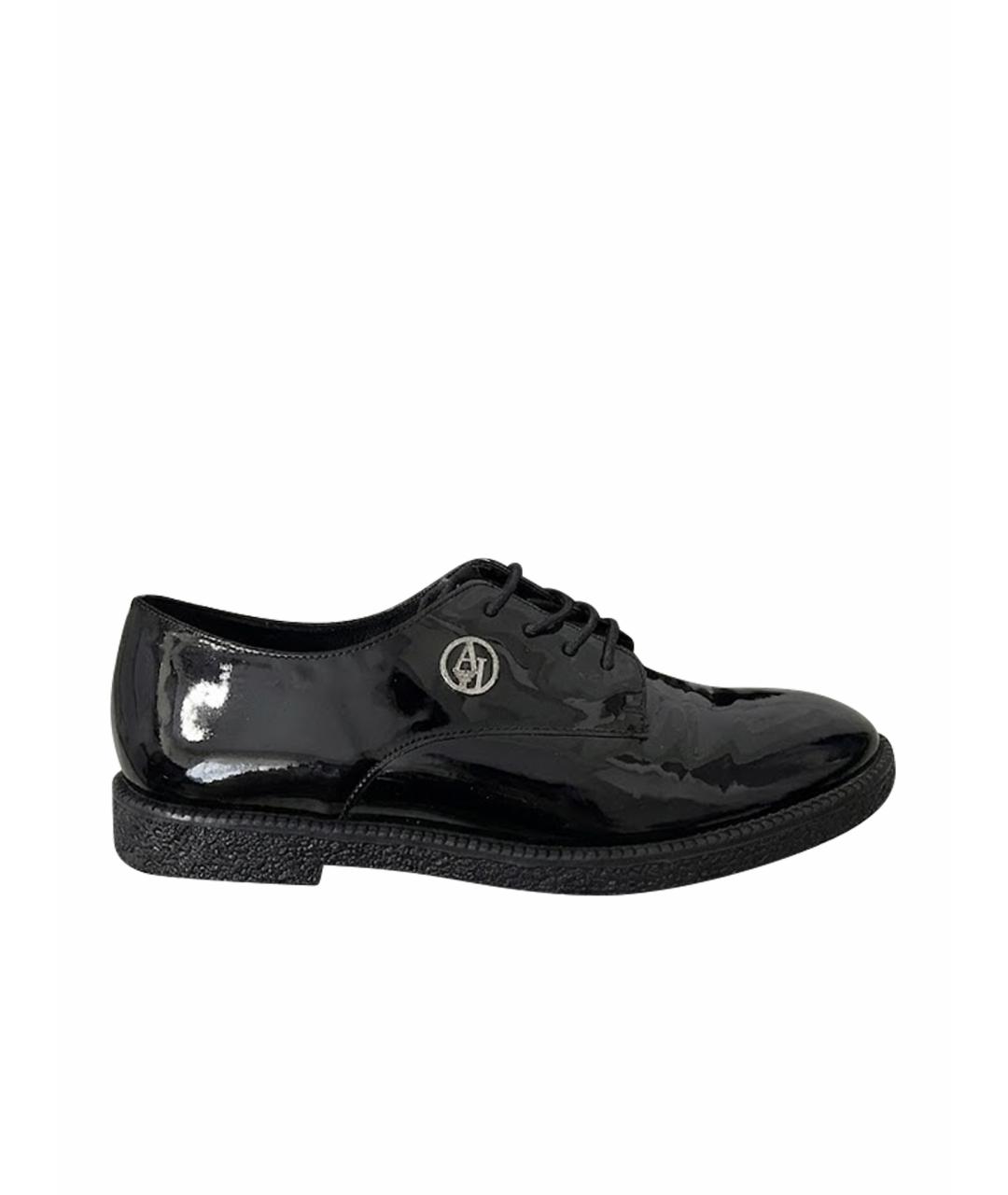 ARMANI JEANS Черные лоферы из лакированной кожи, фото 1