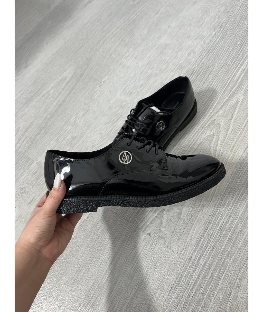 ARMANI JEANS Черные лоферы из лакированной кожи, фото 4
