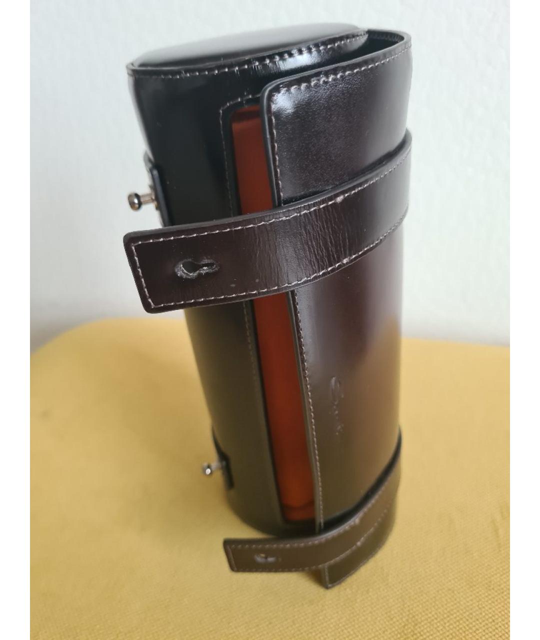 SANTONI Коричневая кожаная барсетка, фото 2