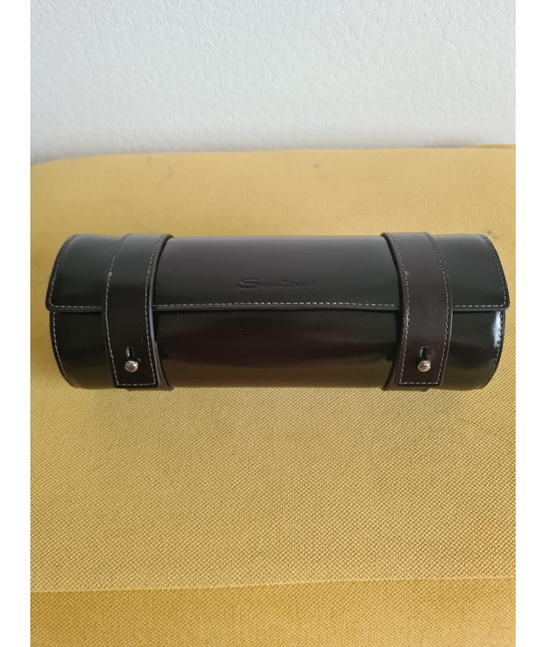 SANTONI Коричневая кожаная барсетка, фото 4