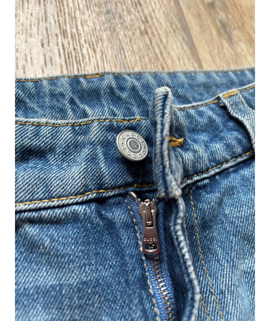 GUCCI Голубые хлопковые джинсы клеш, фото 4