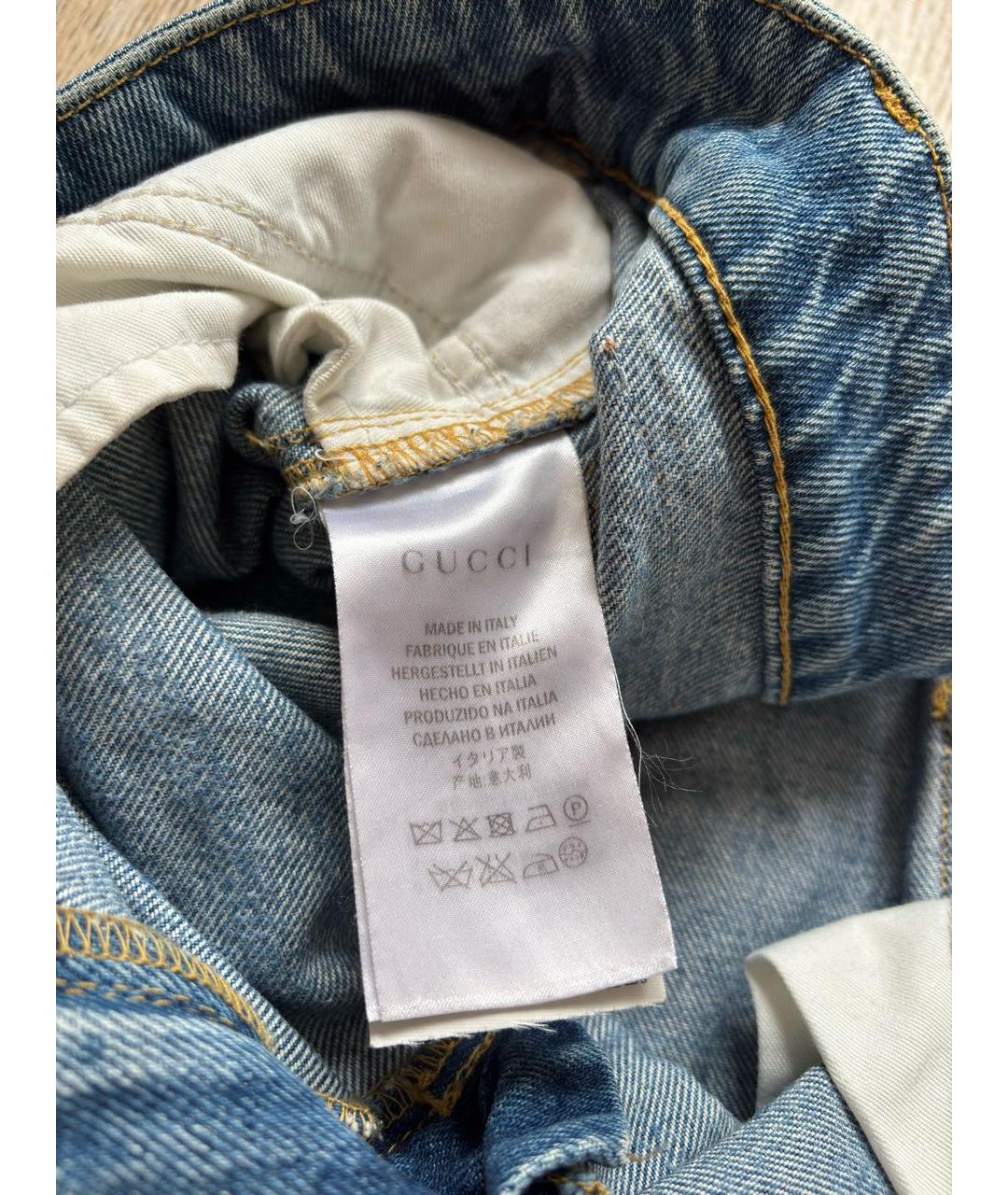 GUCCI Голубые хлопковые джинсы клеш, фото 6